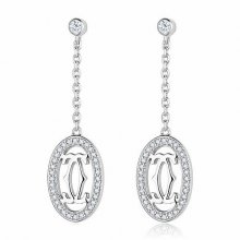 Cartier Logo Double C Earrings in 18K White Gold With Diamonds